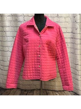 Briggs New York Women’s Pink Quilted Button Down Jacket size 16P EUC